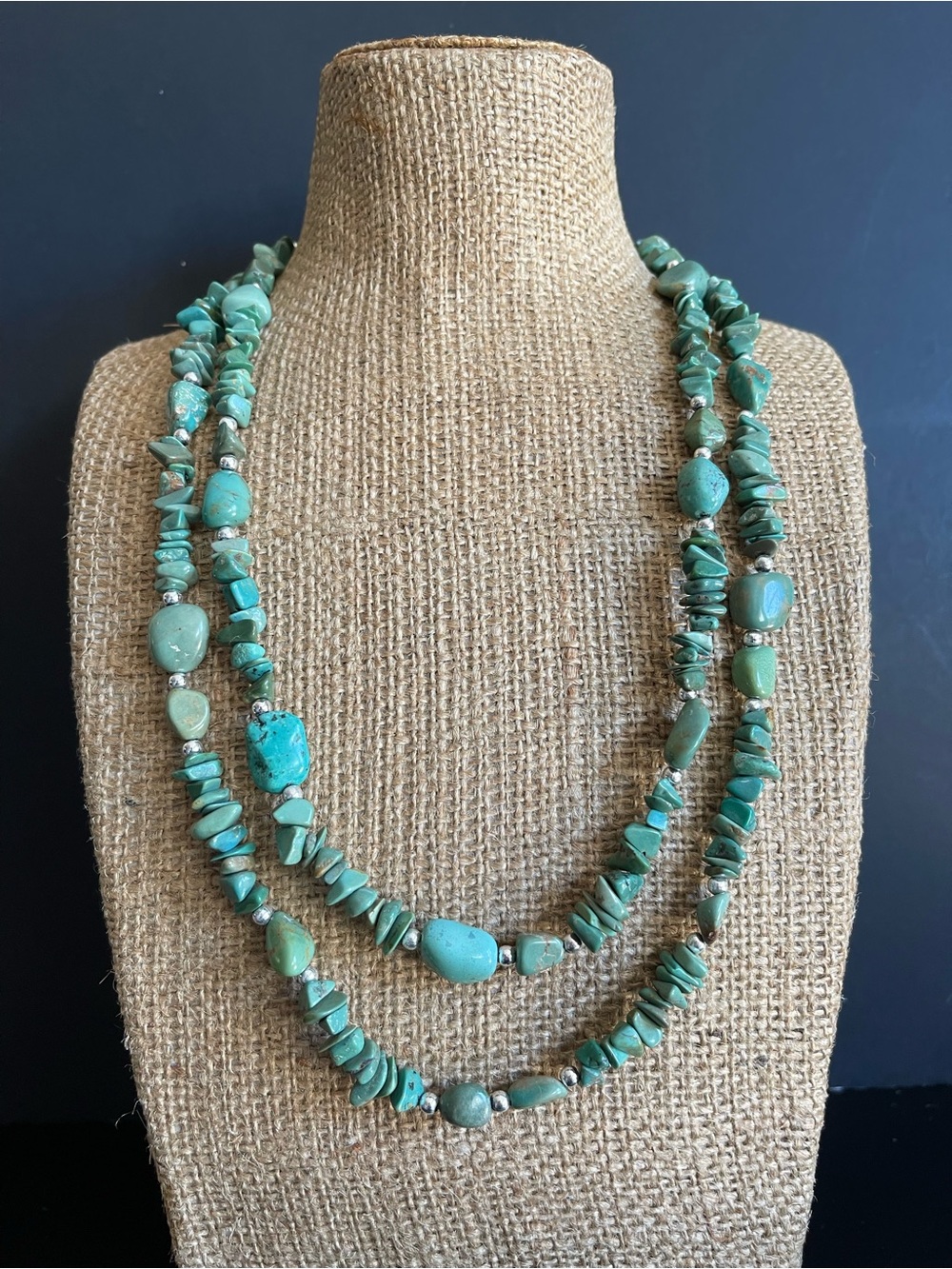 48” Genuine Chinese Turquoise beaded Necklace .